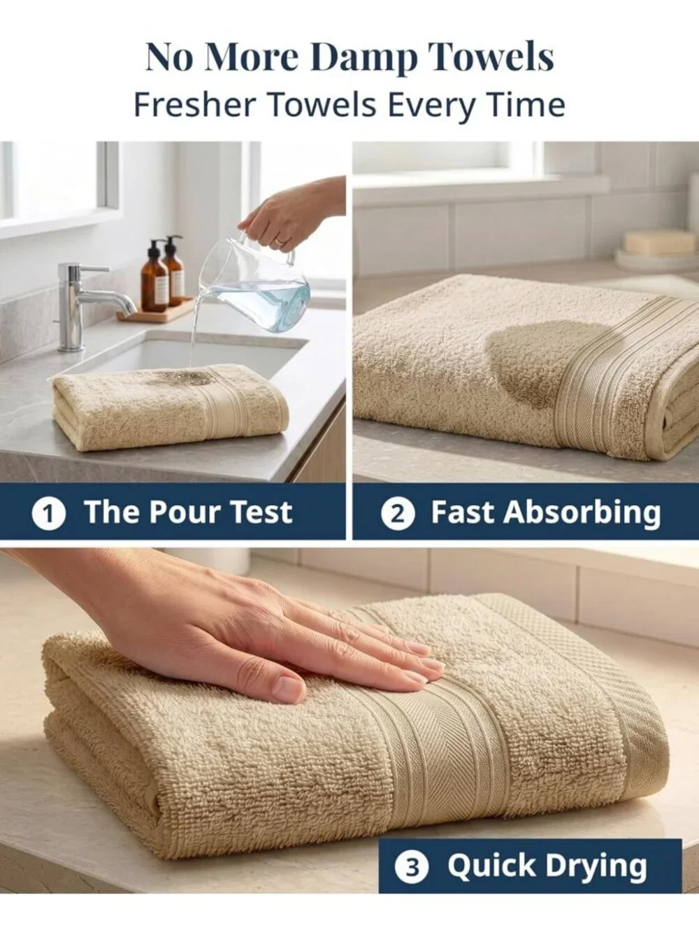Soft 100% Cotton Hand Towels - 4 Pack, Lightweight & Fade Resistant - Perfect